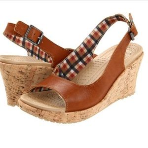 Crocs Leather Slingback Wedges